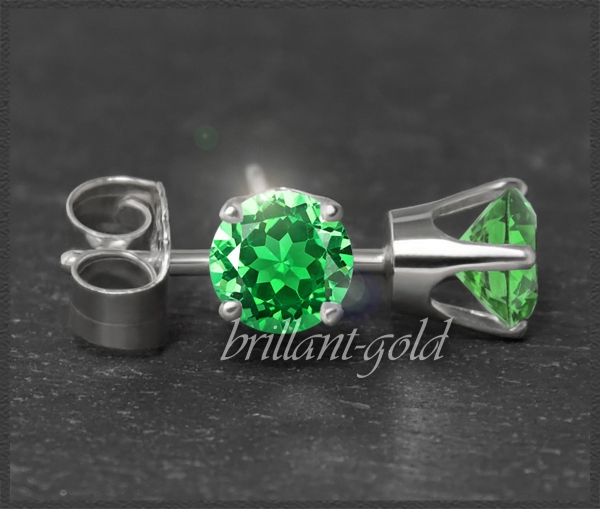 Ohrstecker 585 Gold, Topas smaragd-grün 4,5,6,7mm